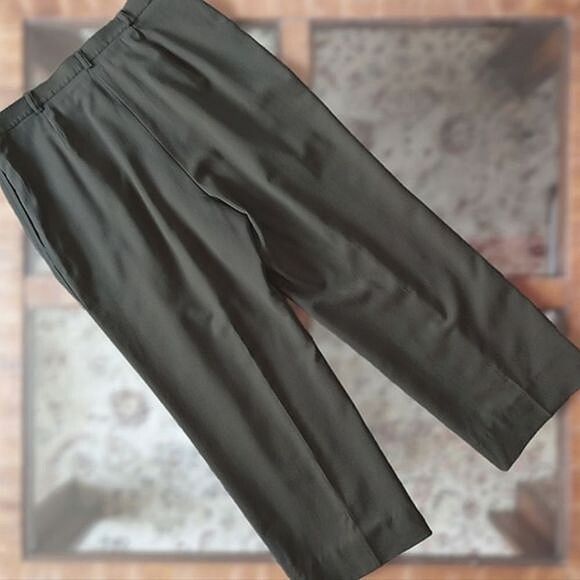 Vtg Ralph Lauren dark olive pleated wool blend trousers - Picture 2 of 9